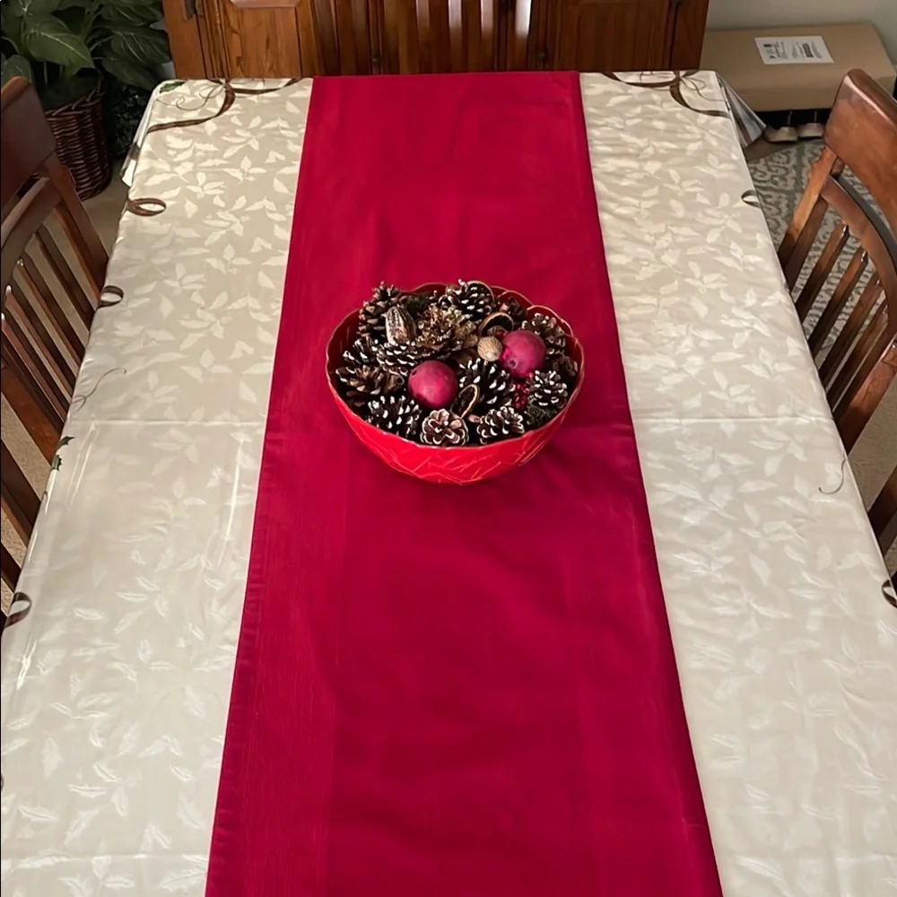 Elegant Red Table Runner.  Fully Lined. 88” x  19”